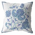 Palacedesigns 18 in. Wildflower Indoor & Outdoor Throw Pillow Light Blue & White PA3099042